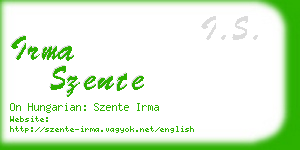 irma szente business card